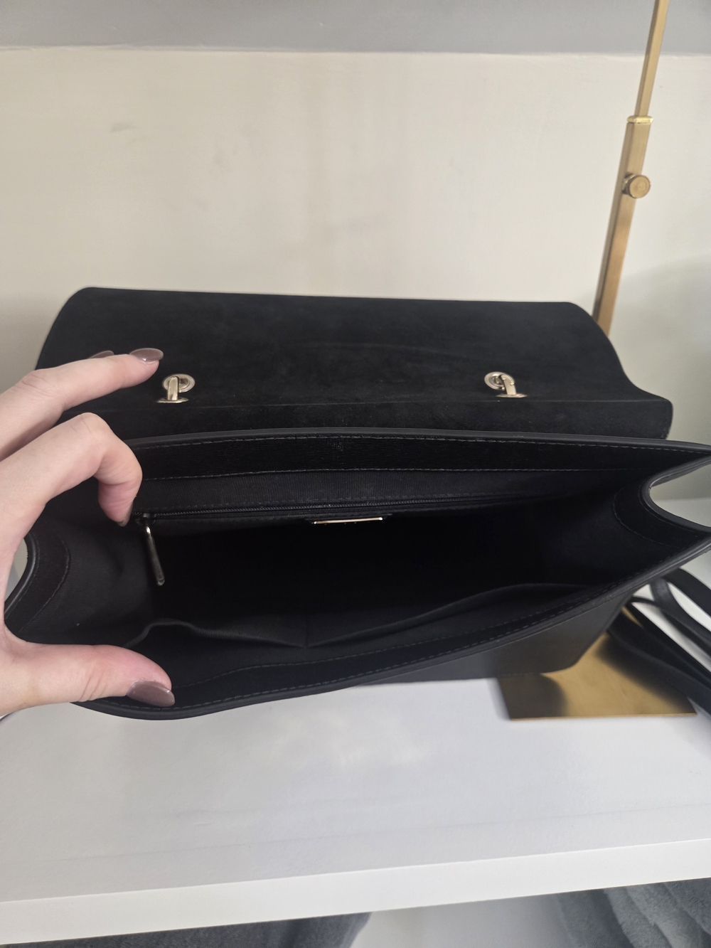 Furla Bella M Saffiano Leather Black Top Handle With Crossbody Strap - Picture 7 of 9